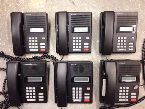 Lot of 6 Nortel Norstar M7100 Phones Telephones Black NT8B14 + HandsetsBackplate