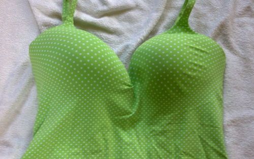 NWT Victoria&#039;s Secret IPEX Cami Tank/Bra Top 38D Green Polka Dot shapewear shirt