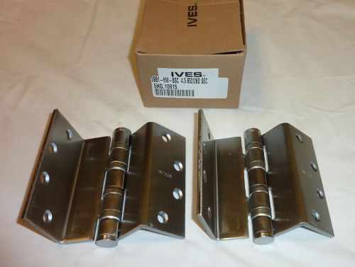(2) Ives 5BB1HW BSC 4.5&#034; 652 SEC Swing Clear Mortise Butt Hinges SATIN CHROME