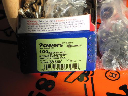Powers Stud Anchors 07300 1/4&#034;-1-3/4&#034; LT 304 SS Stainless Steel Qty 100