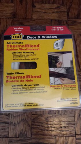 New! md building 3/8&#034; x 3/8&#034; x 17&#039; white door &amp; window rubber weatherseal  43846 for sale