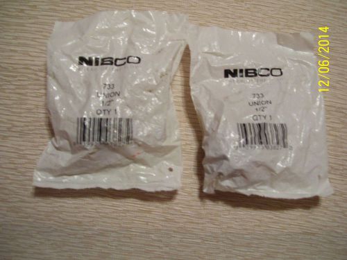 TWO (2) Nibco 733 Brass Union 1/2&#034;