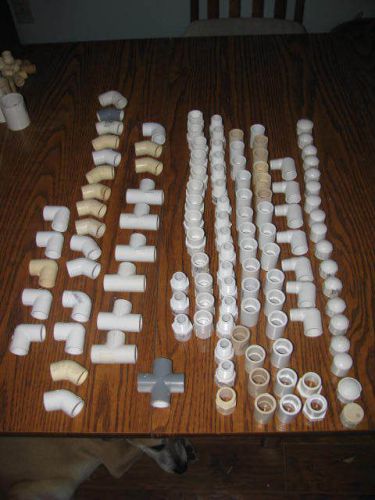 119 PC LOT OF 1/2&#034; PVC PIPE FITTINGS MALE FEMALE ELBOWS T COUPLERS MANY PIECES