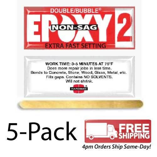 5-Pack-Double Bubble Red Non-Sag (No-Drip) Extra Fast Setting Epoxy Gel