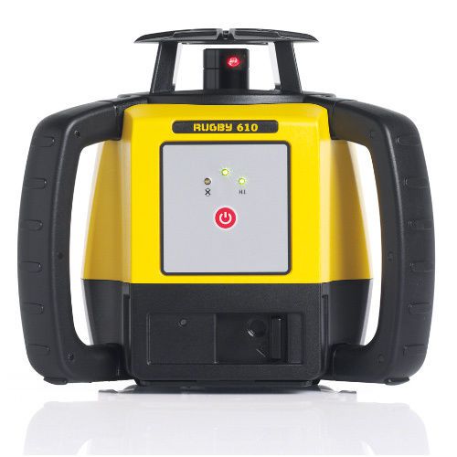 Leica rugby 610 rotary laser level w/ alkaline battery &amp; rod eye basic surveying for sale
