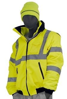 Majestic bomber jacket-medium-ansi class 3, waterproof detachable hood hv yellow for sale