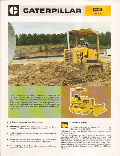 Equipment brochure - caterpillar - d3 - crawler tractor - 1973 - 2 items (e1614) for sale