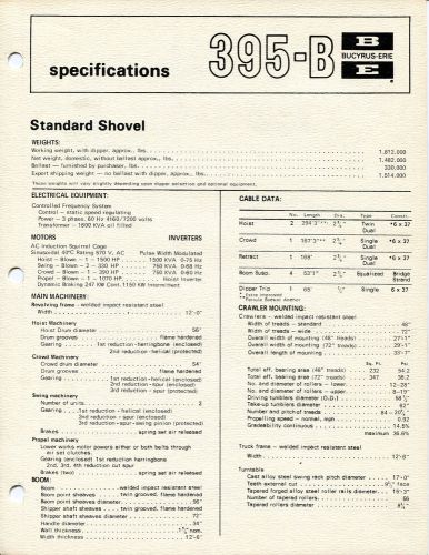 BUCYRUS ERIE SPECIFICATIONS SHEET 395-B GREAT SHAPE