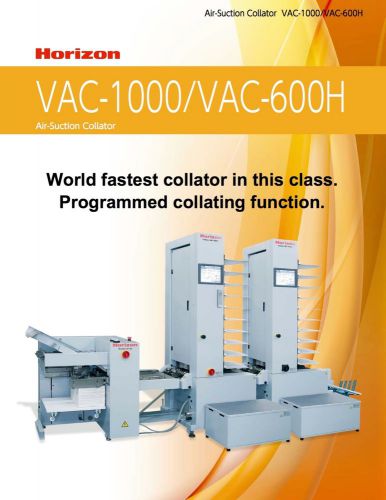Horizon speed-vac 1000 air suction collating tower w/ spf 20/ fc 20 bookletmaker for sale