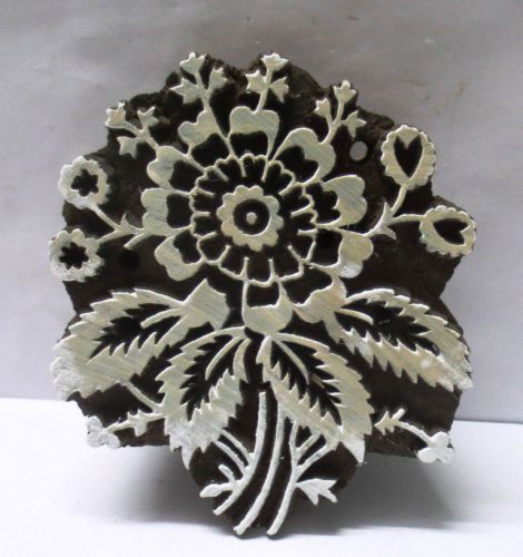 INDIAN WOODEN HAND CARVED TEXTILE PRINTING ON FABRIC BLOCK STAMP DESIGN HOT 200