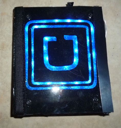 UBER Ride share LED black/blue visor mounted sign battery operated emblem