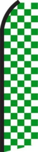 GREEN WHITE CHECKER Sign Swooper Flag Advertising Feather Super Banner /Pole bfp