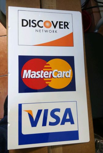 Visa mastercard discover metal pole sign decal. no pole. new for sale
