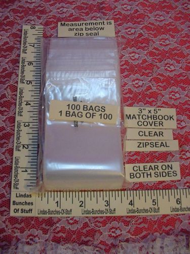100 3&#034; x 5&#034; clear 2m plastic zipseal bags matchbook new for sale