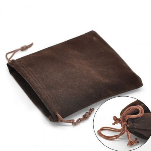 Free Shipping 10 Pcs Coffee Velveteen Pouch Jewelry Bags With Drawstring 12x10cm