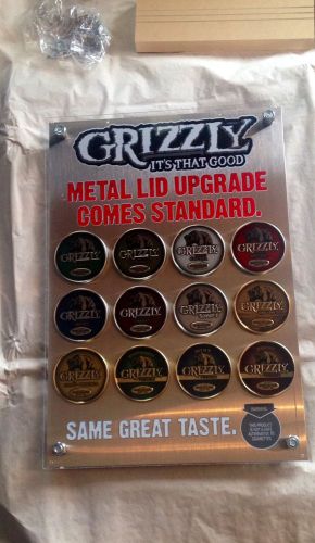 Grizzly Snuff Chewing Tobacco 12 Metal Lid Tin Display