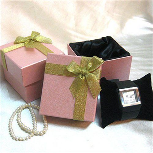 2 pcs pink bow watch bracelet gift deluxe box w/ pillow for sale
