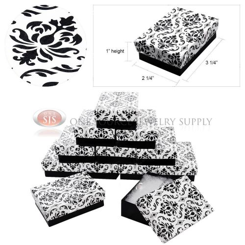12 Damask Print Gift Jewelry Cotton Filled Boxes 3 1/4&#034; x 2 1/4&#034; x 1&#034; Bracelets