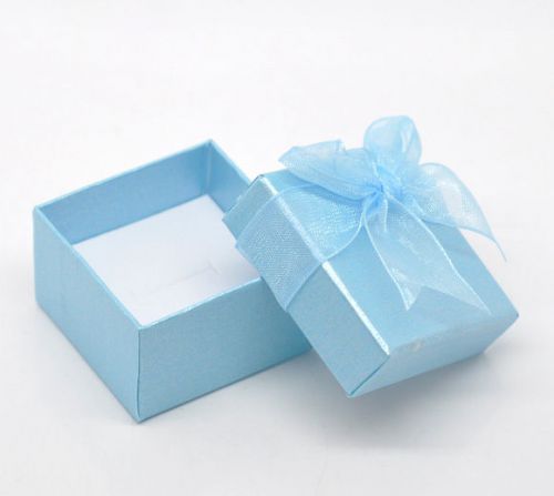 24Blue Jewelry Rings Gift Boxes Cases Display 48x48x30mm