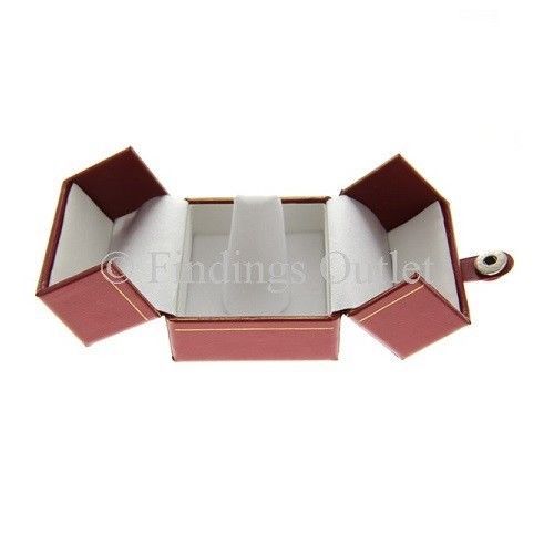 Snap-Tab Red Double Door Jewelry Finger Ring Boxes - 1 Dozen