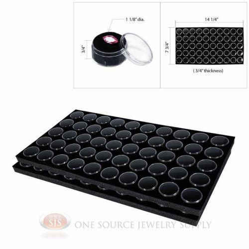 (2) 50 black gem jar foam inserts tray jewelry display organizer gemstones for sale
