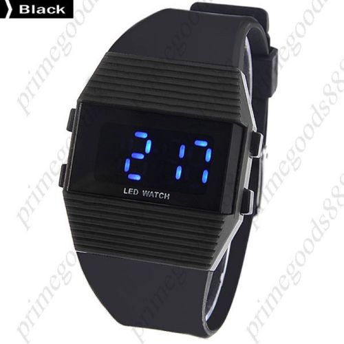Unisex LED Digital Wrist Watch Rubber Strap in Black Free Shipping WristWatch