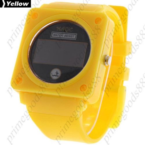 Touch Screen Unisex LED Digital Wrist watch Date Display  Yellow Free Shipping