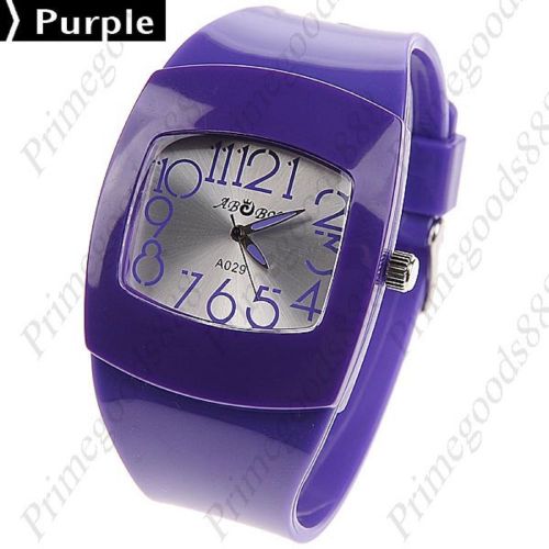 Rubber Band Quartz Analog Wrist Lady Ladies Wristwatch Women&#039;s in Purple