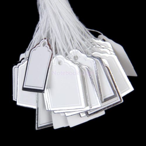 500pcs Paper Price Label Tag w Hang String 75mm Jewelry Watch Display Retail