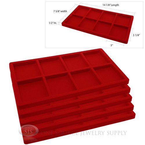5 Red Insert Tray Liners W/ 8 Compartments Drawer Organizer Jewelry Displays