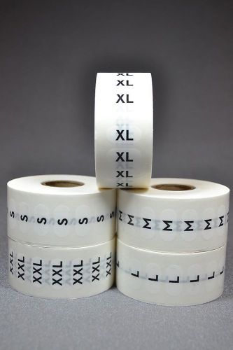 Assorted Rolls of Size Sticker Strips - 18 Rolls