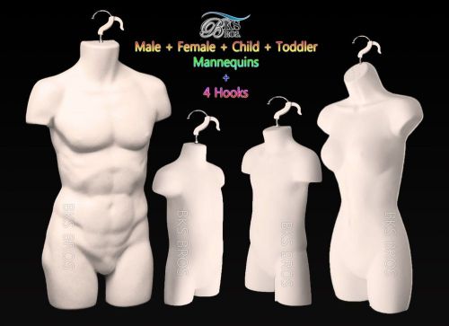 Flesh Female Dress Male Child Toddler 4 Mannequin Display Body Forms Hooks 4 pc