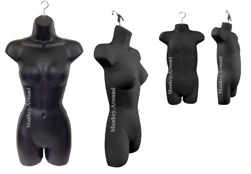 Set of 2 Mannequin Female Women Child Torso Hanging Display Dress Form Clothing