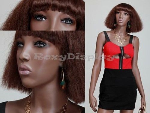 Fiberglass Pretty Black Female Mannequin Display Dress Form #MZ-MYA1+FREE WIG