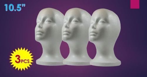 WIG STYROFOAM HEAD FOAM MANNEQUIN DISPLAY 10.5&#034; (3PCS)