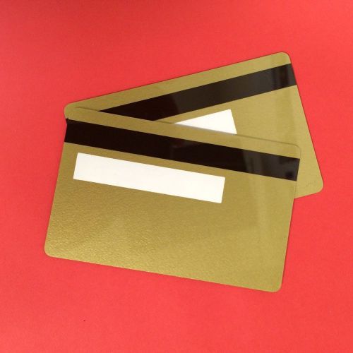 2 gold pvc cards-hico mag stripe 2 track with signature panel - cr80 .30 mil for sale