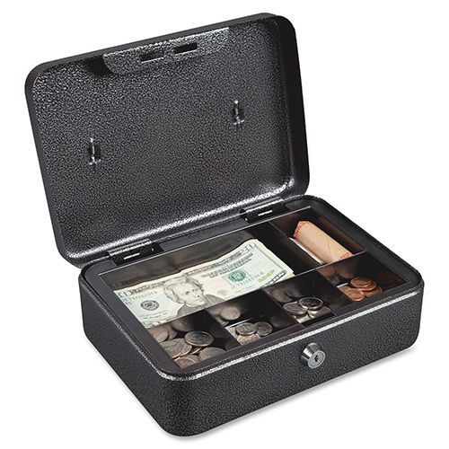 Fireking Large Cash Box Locking 10&#034;x7-1/2&#034;x4&#034; Black/Silver. Sold as Each