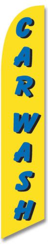 Car Wash Blue Yellow 11.5&#039; TALL BOW BUSINESS SWOOPER FLAG BANNER