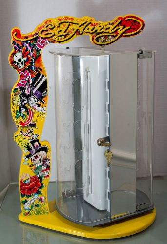 Ed Hardy rotating and locking glasses counter display case 24&#034; NEVER USED