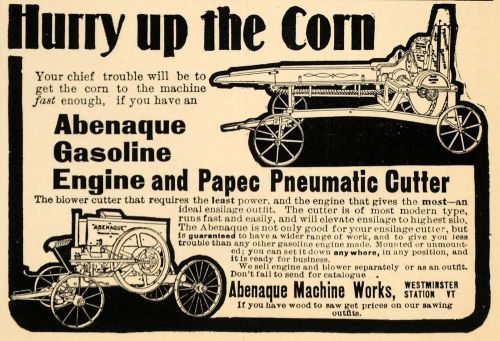 1907 ad abenaque gasoline engine papec pneumatic cutter - original cg1 for sale