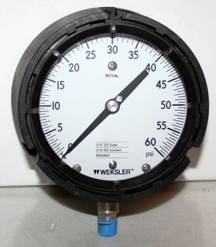60 psi 4-1/2&#034; dial 1/4&#034;npt ss pressure gauge  weksler royal new for sale