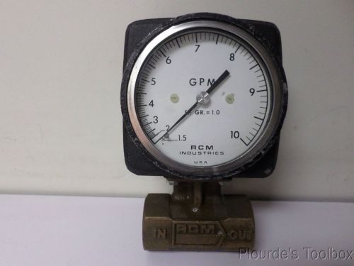 Used RCM Industries Gallon Flow Meter, 180 PSIG, 0.5 to 10 GPM  1&#034;-71-R-10-DE