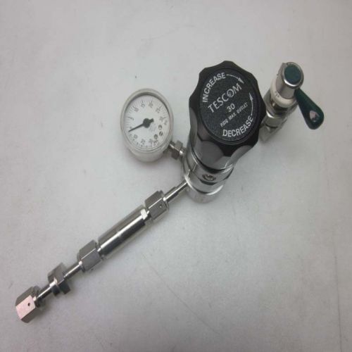 Tescom 64-2862krn12 30-psig regulator + gauge w/nupro 6lv-hdlfr4-p-gr valve for sale