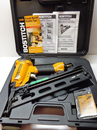 Bostitch n62fn industrial angled finish nailer w/case &amp; pk of profile tips used for sale
