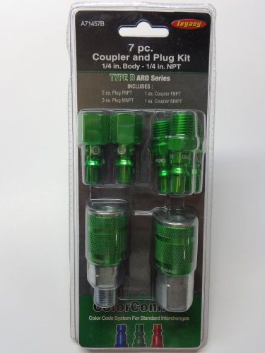 7pc coupler and plug kit type b aro series 1/4&#034;body-1/4&#034; npt colorconnex new for sale