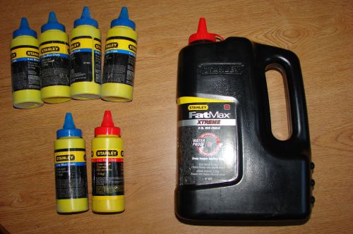 Lot stanley 47-827 marking chalk refill waterproof + 5lb red,5 x 4oz blue new for sale