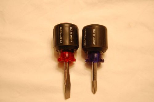 Pair of Craftsman Stubby Cushion Grip Screwdriver (Flathead and Phillips) &#034;New&#034;