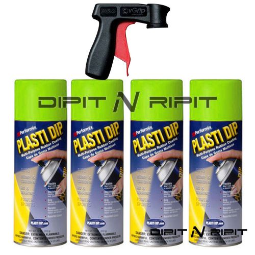 Performix plasti dip 4 pack matte lime green spray cans w vgrip spray trigger for sale