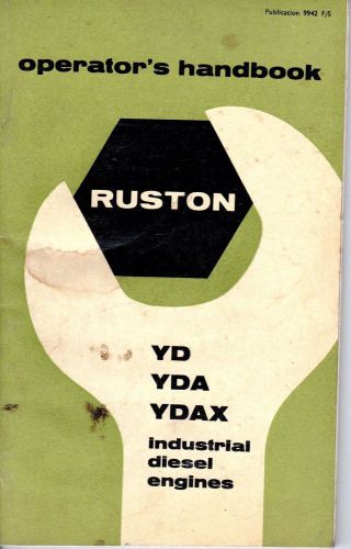 Ruston Hornsby YD YDA YDAZ Industrial Diesel Engines Op&#039;s Handbook 6716E