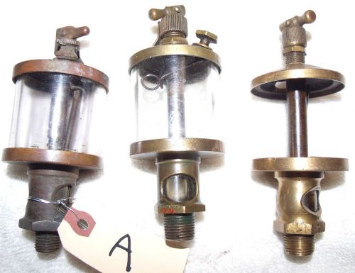 Lot of three vintage brass gas engine oilers for sale